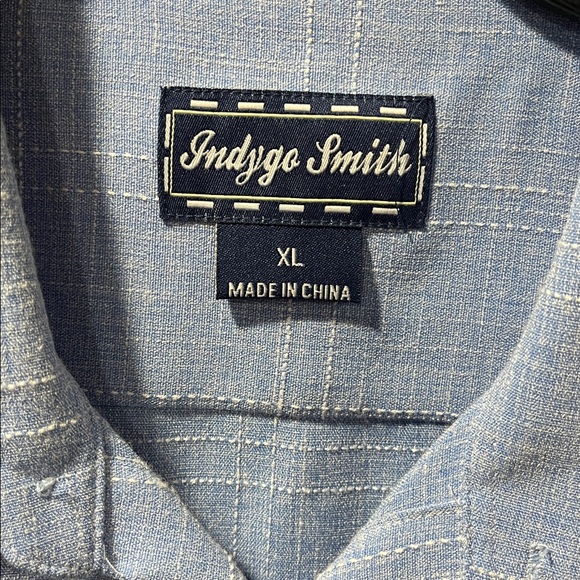 Indygo Smith Men's Light Blue Short Sleeve Button-Up Shirt no tuck size XL NWOT - Picture 3 of 7